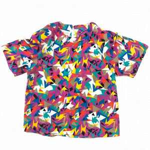 Vintage ‘80’s bright multicoloured shirt sleeve top Medium/Large